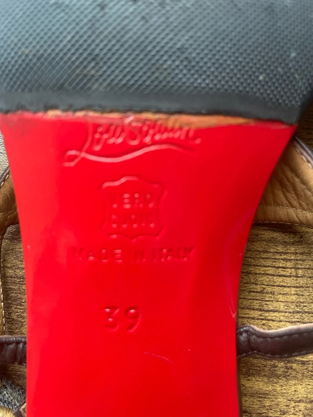 Vintage Christian Louboutin Brown Leather Thong Sandals with Leopard Accent
